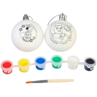 Набор для творчества на Новый год "Новогодний шар под раскраску", 2 штуки 5.5 см, Маша и Медведь Набор для творчества на Новый год "Новогодний шар под раскраску", 2 штуки 5.5 см, Маша и Медведь