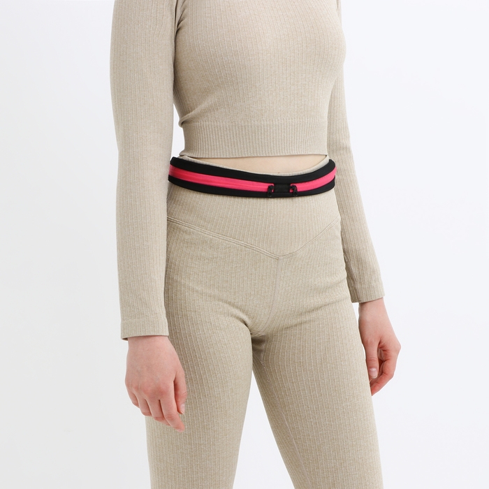 Поясная сумка для бега на молнии, цвет чёрный/розовый