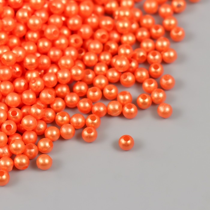 Набор бусин "Жемчуг" d 4 мм, 250 гр, морковный