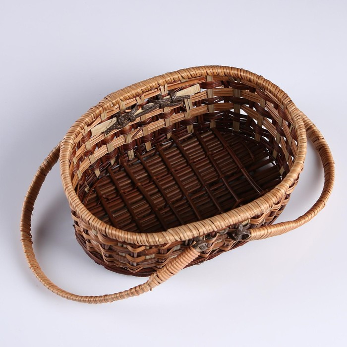 Корзина &laquo;Пикник&raquo;, без крышки с 2 мя ручками, 26&times;21&times;12/24, ротанг