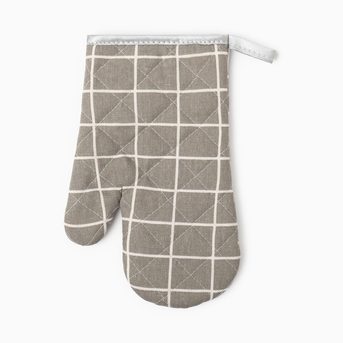 Варежка Доляна "Клетка" цв.серый 26*16 см, 100% п/э