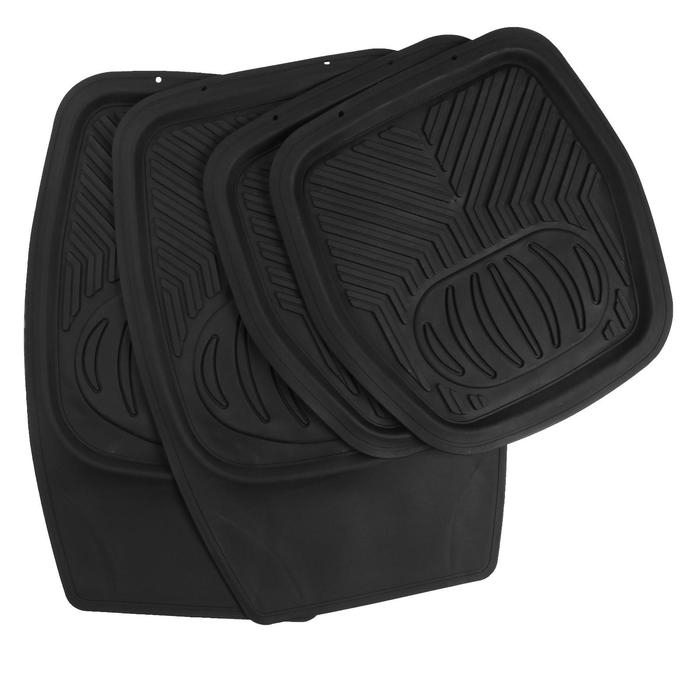 Коврики автомобильные TORSO, резина, 70х48 см, 50х48 см, черный, набор 4 шт Коврики автомобильные TORSO, резина, 70х48 см, 50х48 см, черный, набор 4 шт