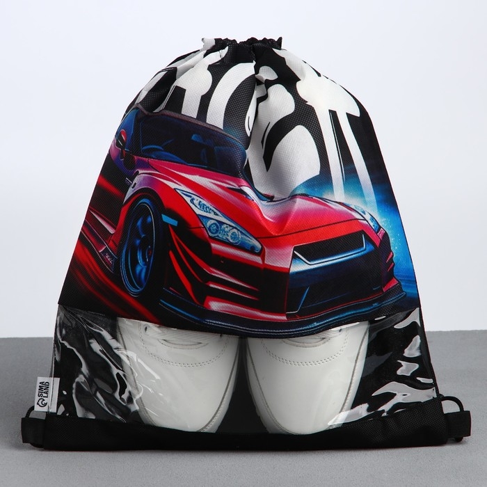 Мешок для обуви &laquo;Скорость&raquo; с прозрачным окном 30 х 40 см