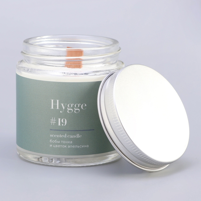 Свеча ароматическая Свеча ароматическая "Hygge" #19 Бобы тонка и цветок апельсина, соевый воск, в банке, 90 г