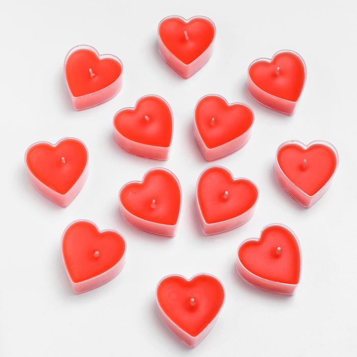 Набор свечей в гильзе Набор свечей в гильзе "Сердце", красная