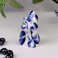 Сувенир гжель &laquo;Обезьянка с мешком&raquo;, бело-синий,керамика,