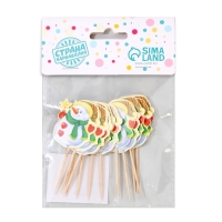 Шпажки для канапе «Снеговик со звездой», набор 12 шт. Шпажки для канапе «Снеговик со звездой», набор 12 шт.