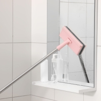 Щётка для окон Доляна, стальная телескопическая ручка 68(112) см, водосгон силикон 19 см, насадка велюр 19&times;7 см, цвет МИКС