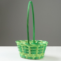 Корзина плетеная, 20,5 &times; 9,5 &times; 33 см, зелёная, бамбук