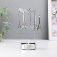 Подсвечник металл на 1 свечу "Карусель. Париж" d=5 см серебро 7,5х7,5х13 см