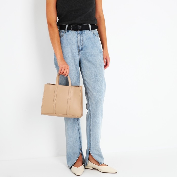 Сумка женская тоут на молнии, цвет бежевый Сумка женская тоут на молнии, цвет бежевый