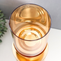 Подсвечник металл, стекло на 1 свечу "Хемена" d-5 см, золото 12х12х42,5 см