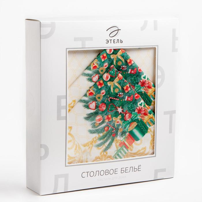 Скатерть новогодняя Этель "Golden Christmas" Скатерть новогодняя 150*220 +/-3см с ГМВО, 100%хл, 190г/м2