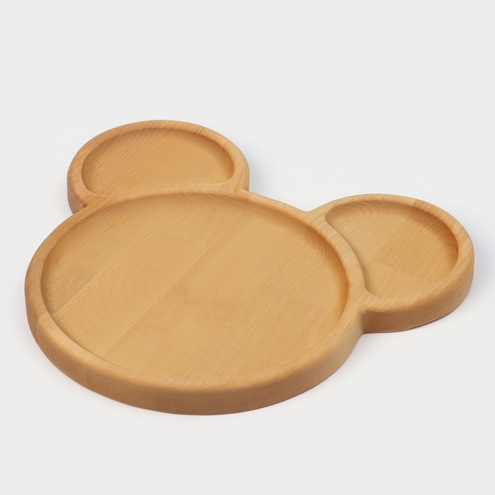 Менажница Adelica &laquo;Микки&raquo;, 3 секции, 25&times;23&times;1,8 см, пропитана минеральным маслом, в подарочной коробке, берёза