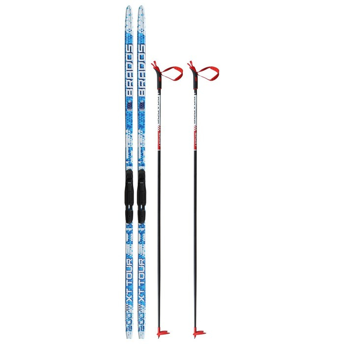 Комплект лыжный: пластиковые лыжи 200 см без насечек, стеклопластиковые палки 160 см, крепления SNS, цвета МИКС Комплект лыжный: пластиковые лыжи 200 см без насечек, стеклопластиковые палки 160 см, крепления SNS, цвета МИКС