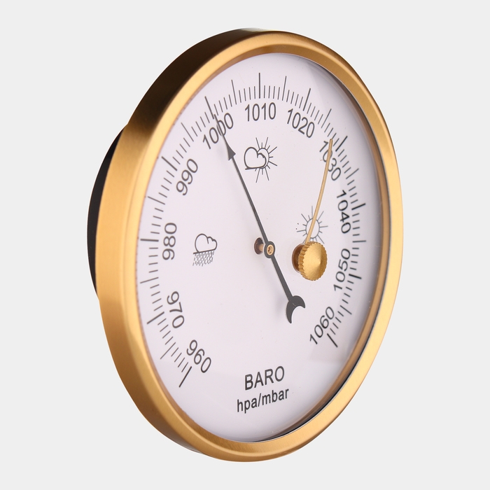 Барометр механический, настенный, золотая рамка, d = 6 см Барометр механический, настенный, золотая рамка, d = 6 см