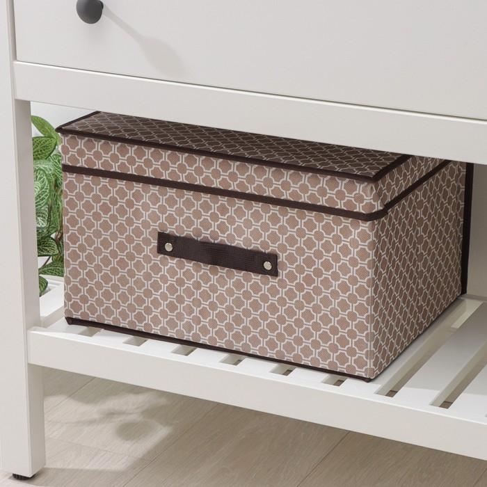 Короб стеллажный для хранения с крышкой Доляна &laquo;Браун&raquo;, 40&times;30&times;25 см, цвет коричневый