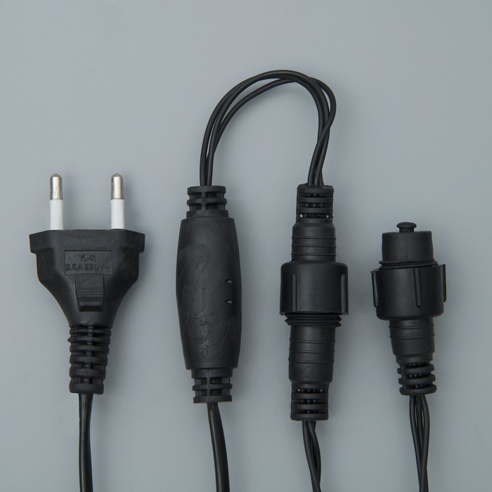 Гирлянда &laquo;Бахрома&raquo; 3 &times; 0.9 м, IP44, УМС, тёмная нить, 232 LED, свечение белое, 220 В