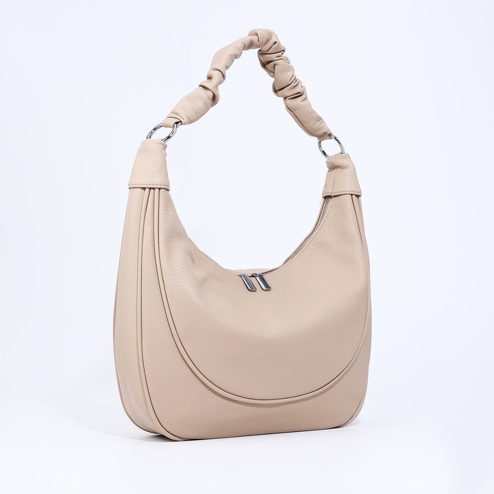 Сумка-мешок на молнии, наружный карман, длинный ремень, цвет бежевый Сумка-мешок на молнии, наружный карман, длинный ремень, цвет бежевый