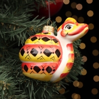 Ёлочный фарфоровый шар "Змей красный",  авторская роспись, 10 см