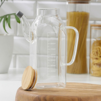 Кувшин для воды стеклянный мерный с бамбуковой крышкой &laquo;Эко&raquo;, 1 л, 9&times;22,5 см