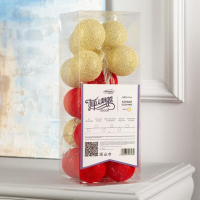 Гирлянда &laquo;Нить&raquo; 5 м с насадками &laquo;Клубки красно-золотистые&raquo;, IP20, прозрачная нить, 20 LED, свечение тёплое белое, 220 В