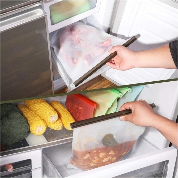 Силиконовый пакет zip lock Доляна, 21,5&times;18 см, 1,1 л, многофункциональный, герметичный, цвет бирюзовый