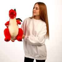 Мягкая игрушка &laquo;Дракон&raquo;, с чёрными крыльями, 45 см, цвет красный