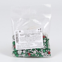 Новый год! Посыпка кондитерская мягкая, блестящая: зеленая, серебро, красная, 40 г Новый год! Посыпка кондитерская мягкая, блестящая: зеленая, серебро, красная, 40 г