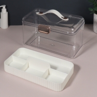 Органайзер 2-х уровн LUX 27*17*13,5см бел/прозрач/роз золот к/кор накл QF