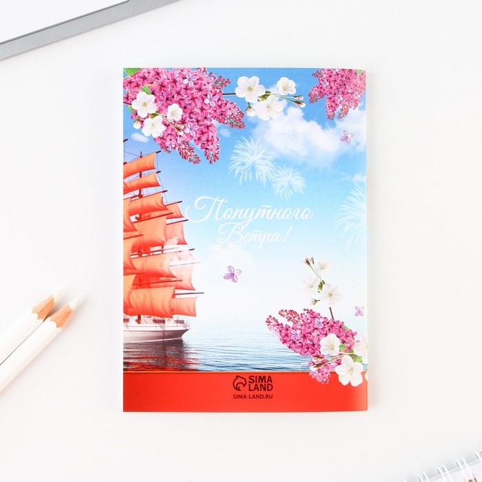 Подарочный набор на выпускной &laquo;Удачи тебе выпускник&raquo; блокнот,ластик, 2 карандаша HB, значок,линейка