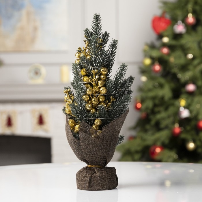 Светодиодная фигура «Ёлка с золотистым декором», 14 × 35 × 7.5 см, пластик, батарейки CR2032х2 (в комплекте), свечение тёплое белое Светодиодная фигура «Ёлка с золотистым декором», 14 × 35 × 7.5 см, пластик, батарейки CR2032х2 (в комплекте), свечение тёплое белое