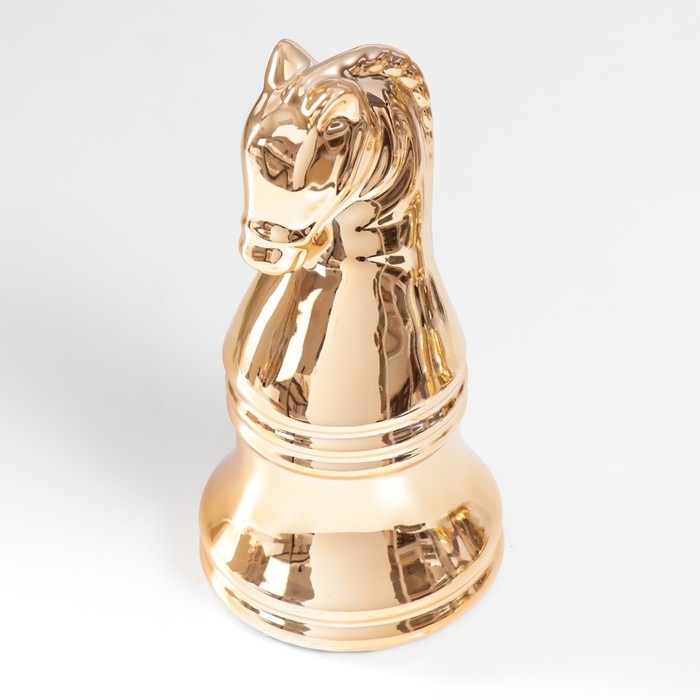 Сувенир керамика "Шахматная фигура. Конь" золото 20,5х10х10 см