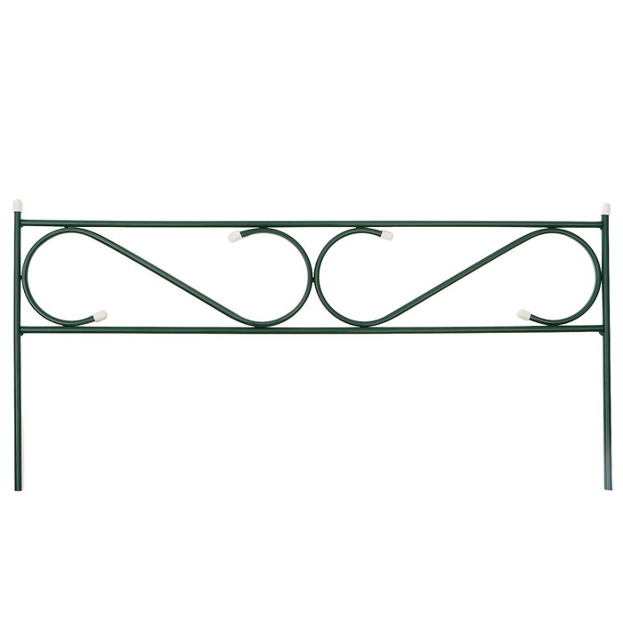 Ограждение декоративное, 37 &times; 410 см, 5 секций, с заглушками, металл, зелёное, &laquo;Узкий&raquo;