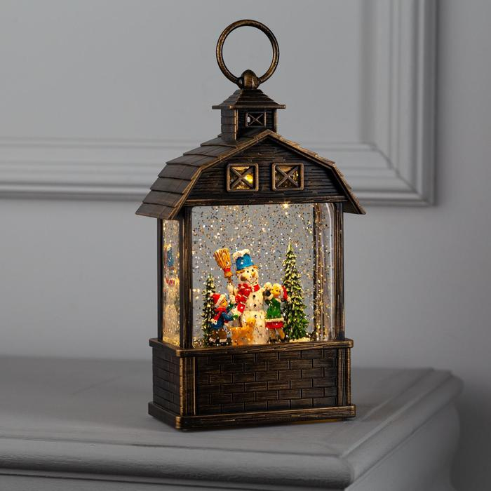 Светодиодная фигура &laquo;Дети и снеговик&raquo; 14 &times; 24 &times; 8 см, пластик, батарейки ААх3 (не в комплекте), USB, свечение тёплое белое