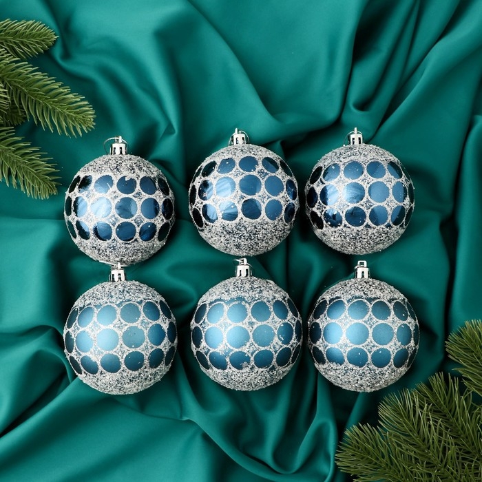 Набор шаров пластик d-8 см, 6 шт Набор шаров пластик d-8 см, 6 шт "Сюрприз" синий