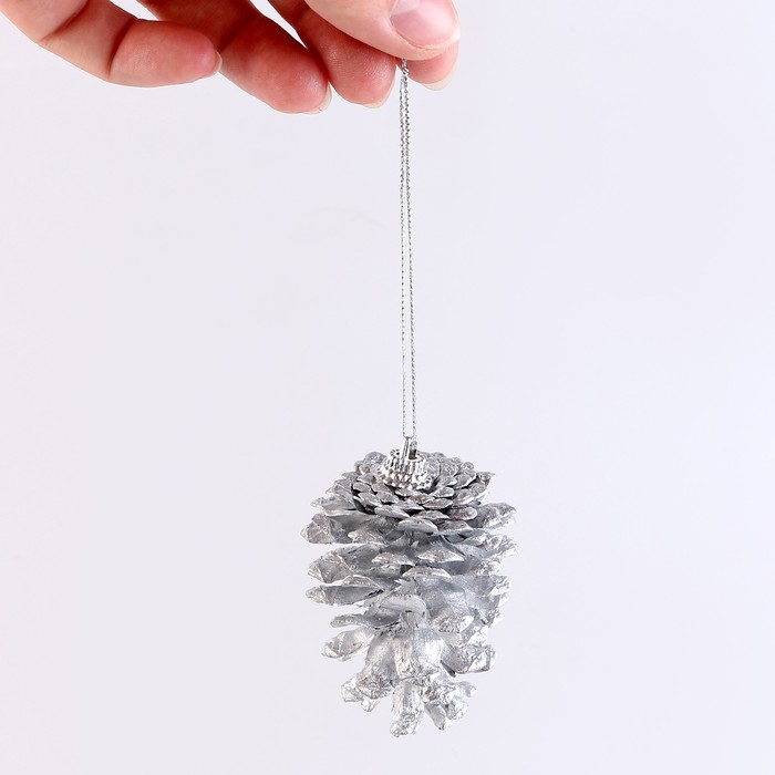 Новый год! Набор декоративных шишек, 6 шт., в серебрянном цвете, 17,5 &times; 11,5 &times; 6 см