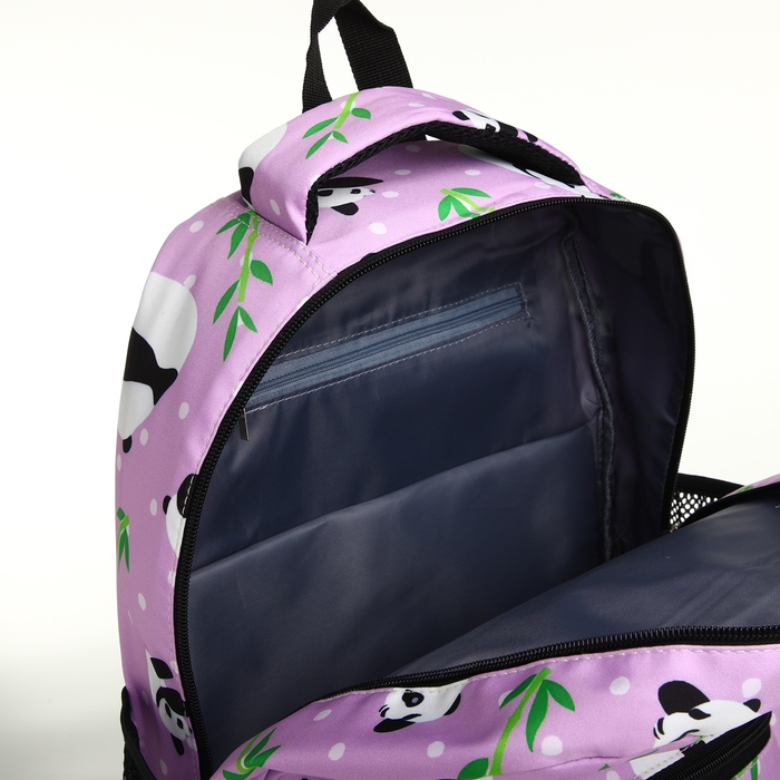 Рюкзак школьный на молнии, 3 наружных кармана, цвет сиреневый Рюкзак школьный на молнии, 3 наружных кармана, цвет сиреневый