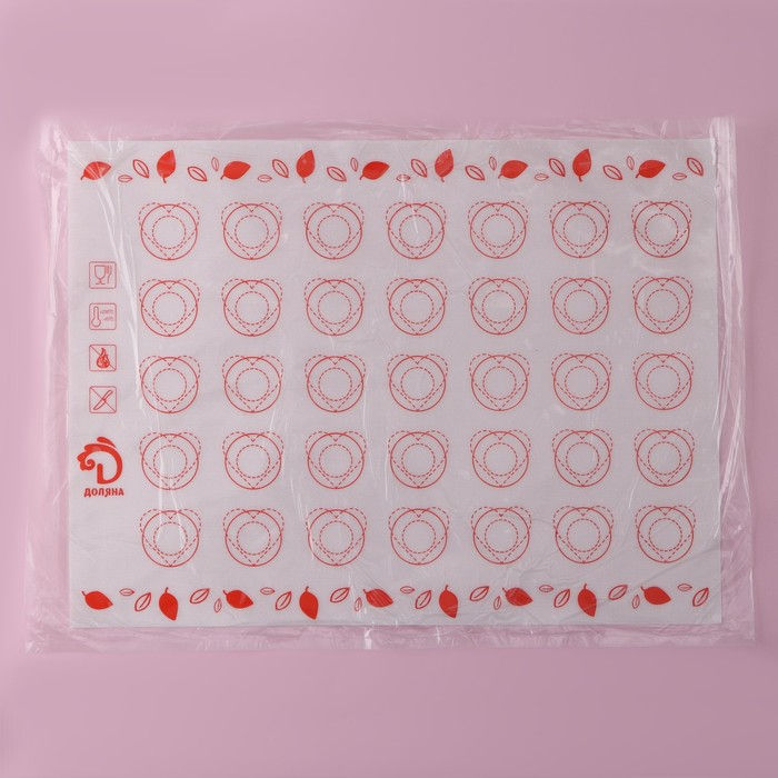 Армированный коврик для выпечки макаронс Доляна &laquo;Макарон&raquo;, силикон, 40&times;30 см, цвет МИКС