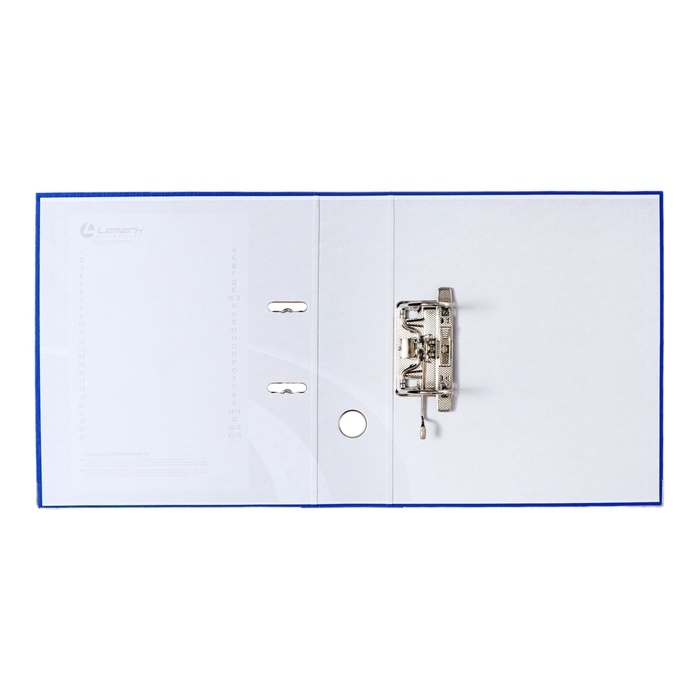 Папка-регистратор А4, 75 мм, Calligrata, ПВХ, тиснение "лен", металлическая окантовка, карман на корешок, собранная, синяя, микс