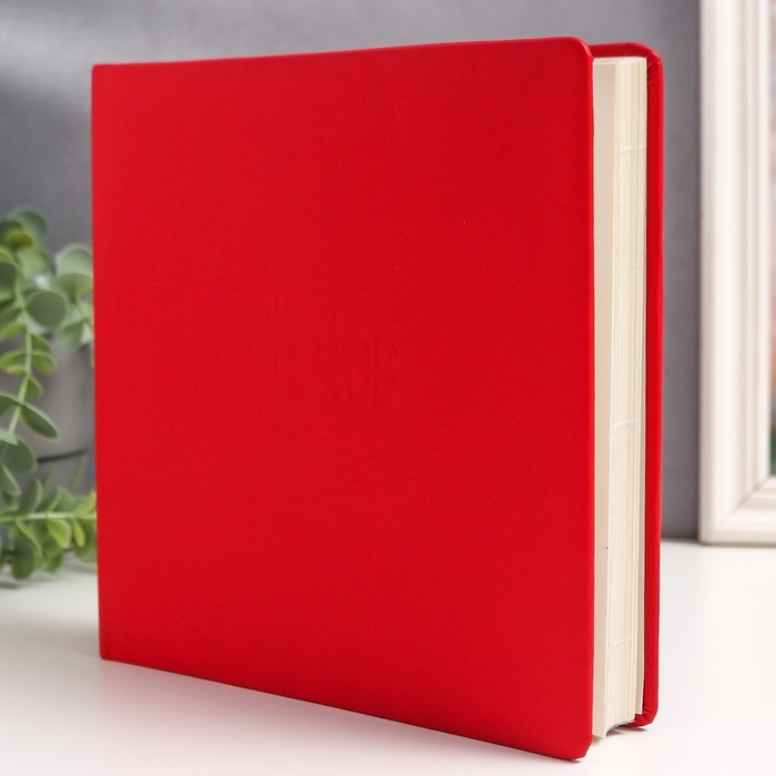Фотоальбом на 200 фото 10х15 см "Красный делюкс" бум.карм.с мемо, книжн. пер-т