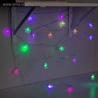 Гирлянда «Нить» 5 м с насадками «Снежинки большие», IP20, прозрачная нить, 20 LED, свечение мульти (RG/RB), мигание, 220 В Гирлянда «Нить» 5 м с насадками «Снежинки большие», IP20, прозрачная нить, 20 LED, свечение мульти (RG/RB), мигание, 220 В