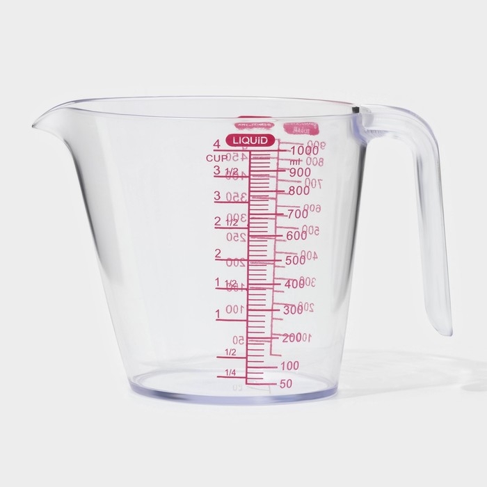 Стакан мерный, 1 л, 19×11×13 см, цвет прозрачный Стакан мерный, 1 л, 19×11×13 см, цвет прозрачный