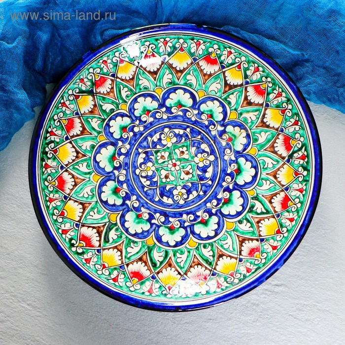 Ляган Риштанская Керамика Ляган Риштанская Керамика "Узоры", 28 см, синий
