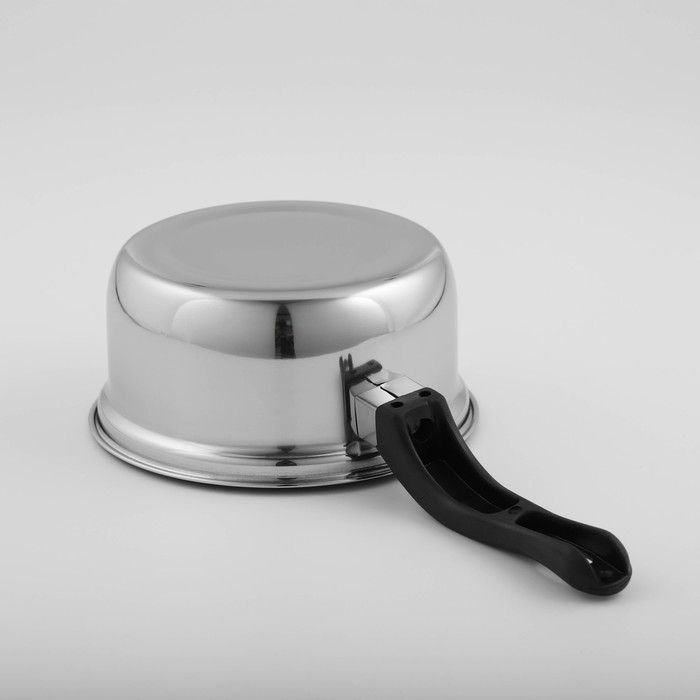 Сотейник из нержавеющей стали Доляна &laquo;Индия&raquo;, 900 мл, d=15,5 см, пластиковая ручка, цвет серебряный