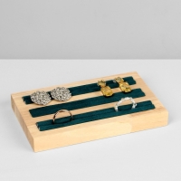 Подставка под кольца, 3 полосы, дерево, 15&times;10&times;2 см, цвет зелёный