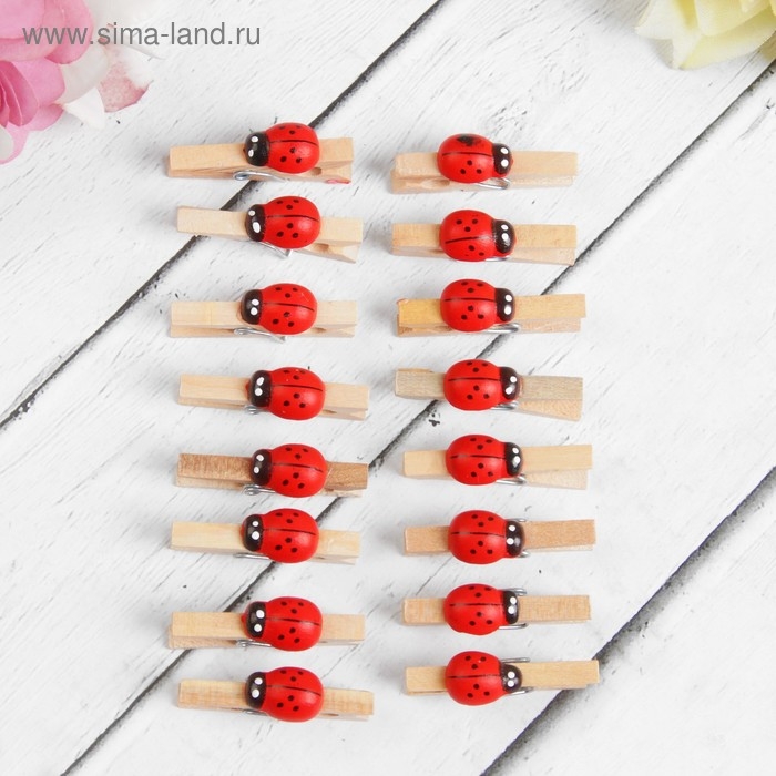 Прищепки «Божьи коровки», цвет МИКС, набор 16 шт. Прищепки «Божьи коровки», цвет МИКС, набор 16 шт.