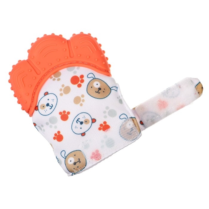 Прорезыватель-рукавичка «Собачки», цвет красный, Крошка Я Прорезыватель-рукавичка «Собачки», цвет красный, Крошка Я