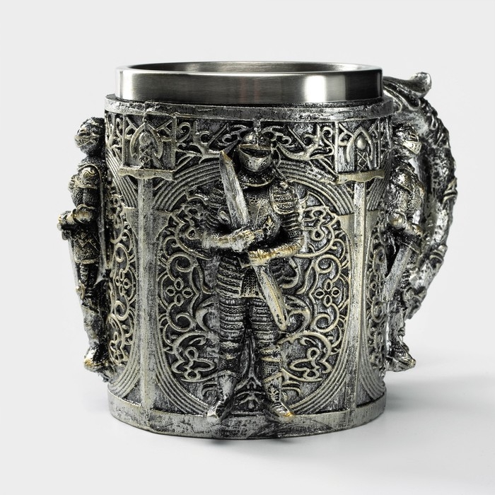 Кружка из нержавеющей стали «Стража», 400 мл, цвет серебряный Кружка из нержавеющей стали «Стража», 400 мл, цвет серебряный