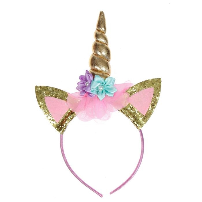 Карнавальный ободок &laquo;Единорог&raquo;, с ушками
